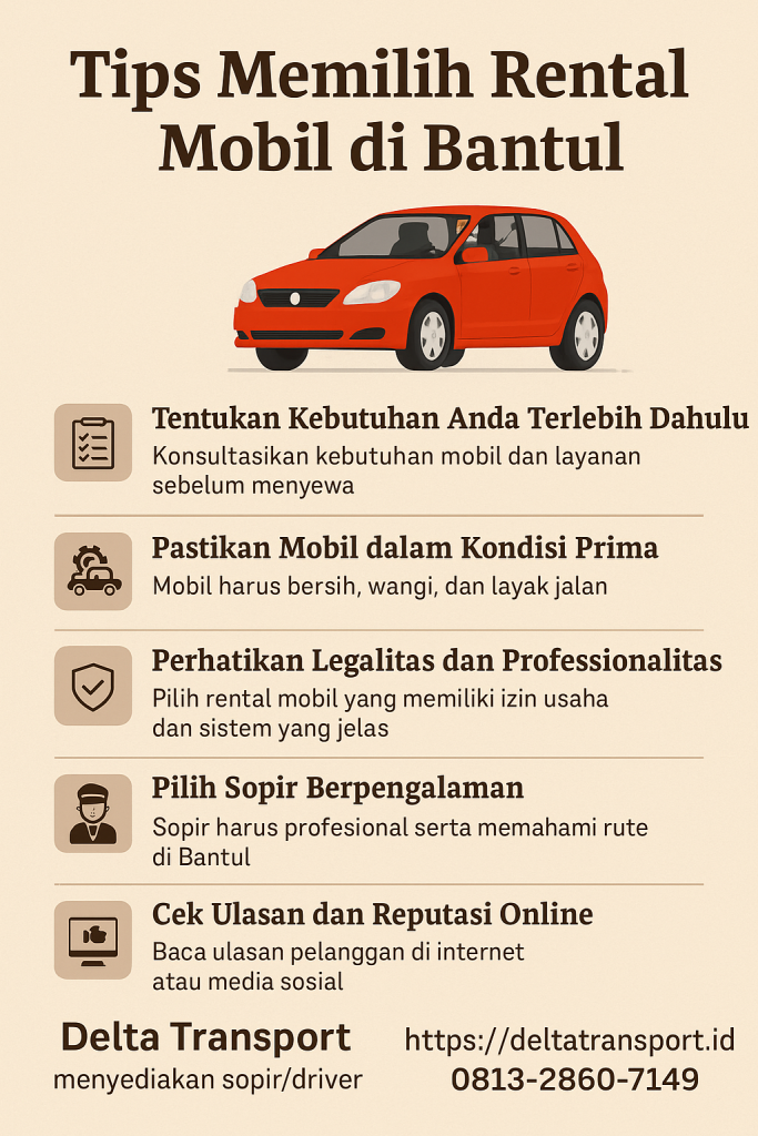 infografik tips memilih rental mobil di Bantul infografik tips memilih rental mobil di Bantul